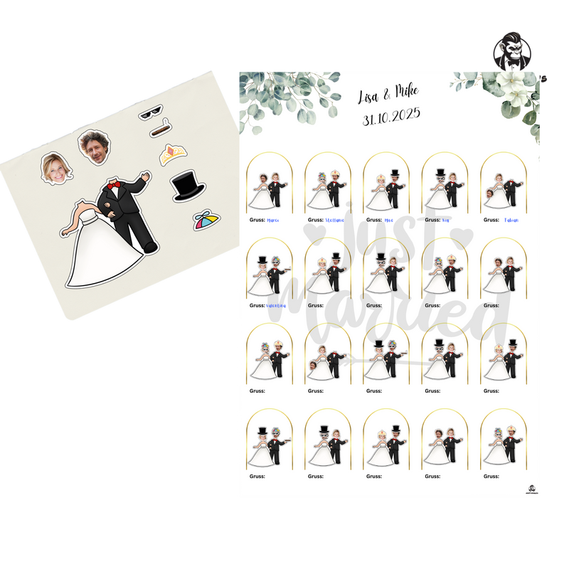 Hochzeit Sticker-Poster – Gäste gestalten das Brautpaar