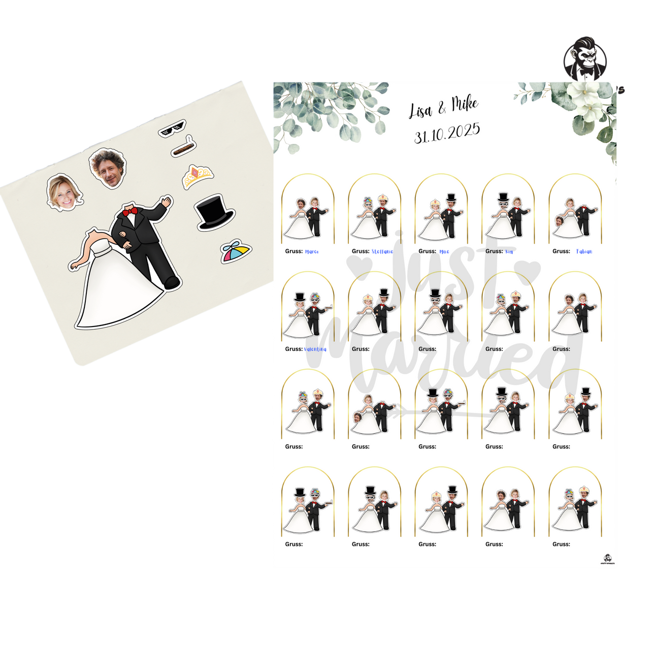 Hochzeit Sticker-Poster – Gäste gestalten das Brautpaar