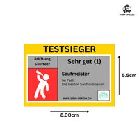 Thumbnail for Lustige Party-Sticker „Stiftung Sauftest“ – personalisierbare Aufkleber für Männer & Frauen