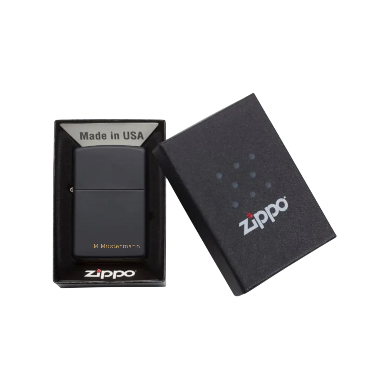 Zippo Feuerzeug personalisiert mit goldener Gravur - Namen Elegant