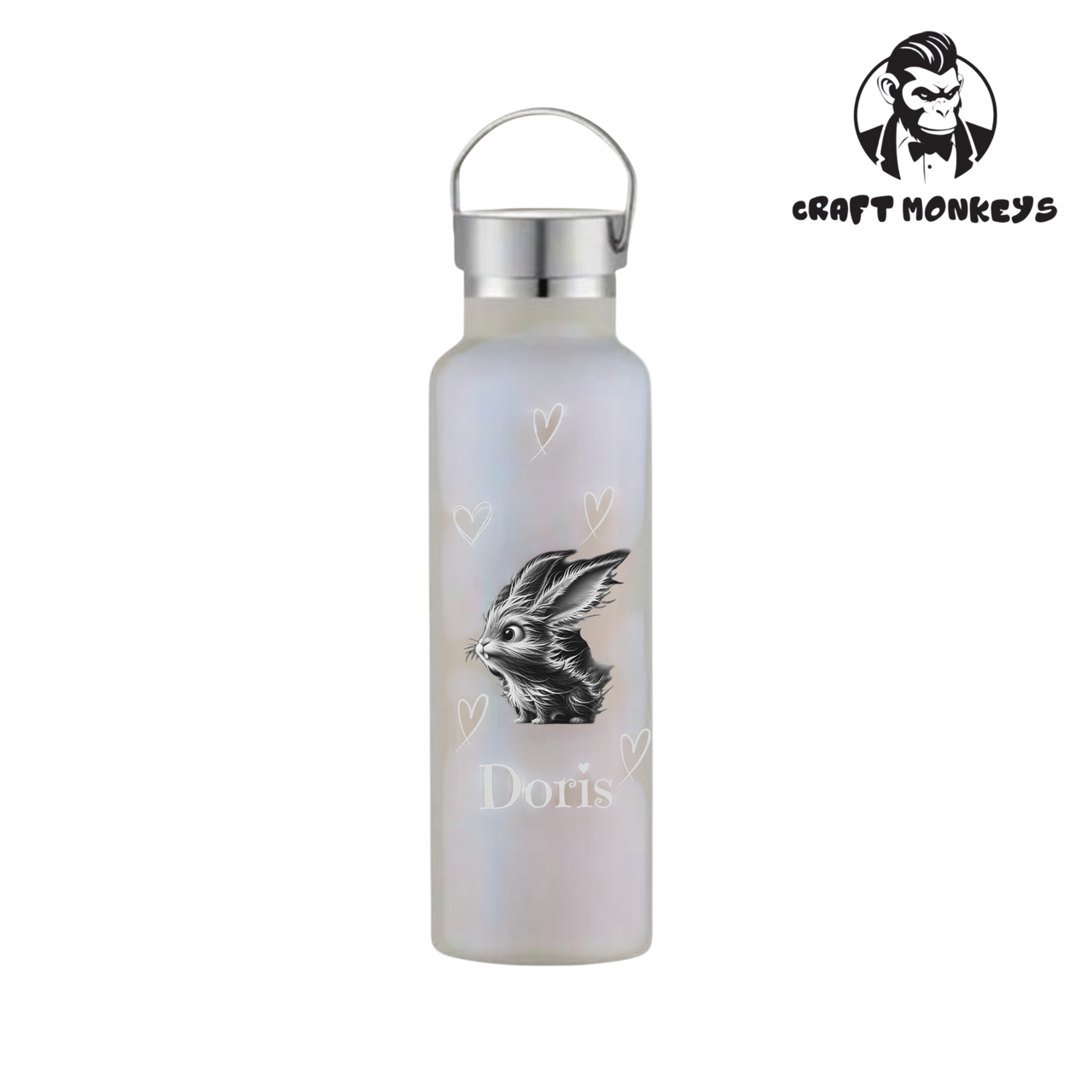 Thermoflasche Doppelwandig 600ml mit Hase und Name