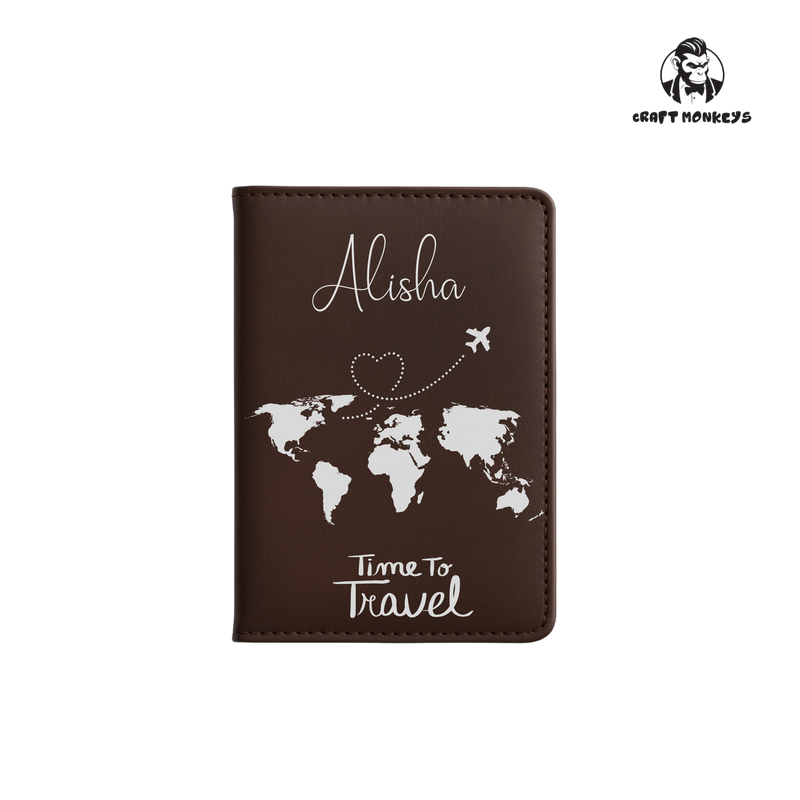 Personalisierte Reisepasshülle mit Silber Gravur - Time To Travel
