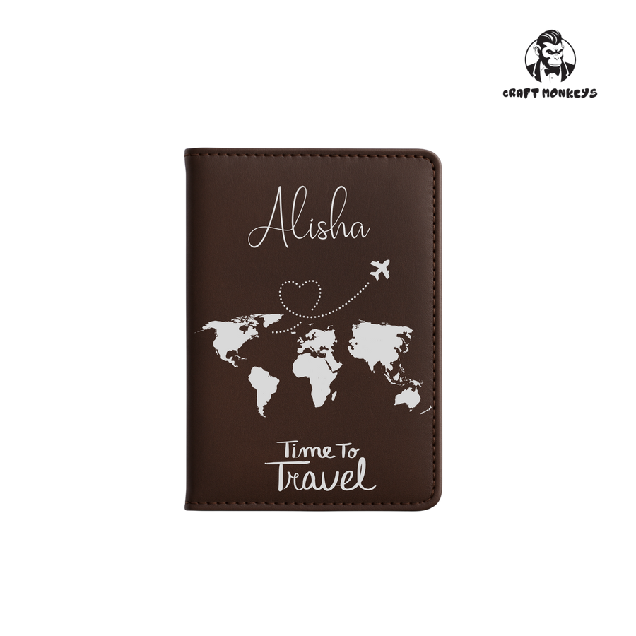 Personalisierte Reisepasshülle mit Silber Gravur - Time To Travel
