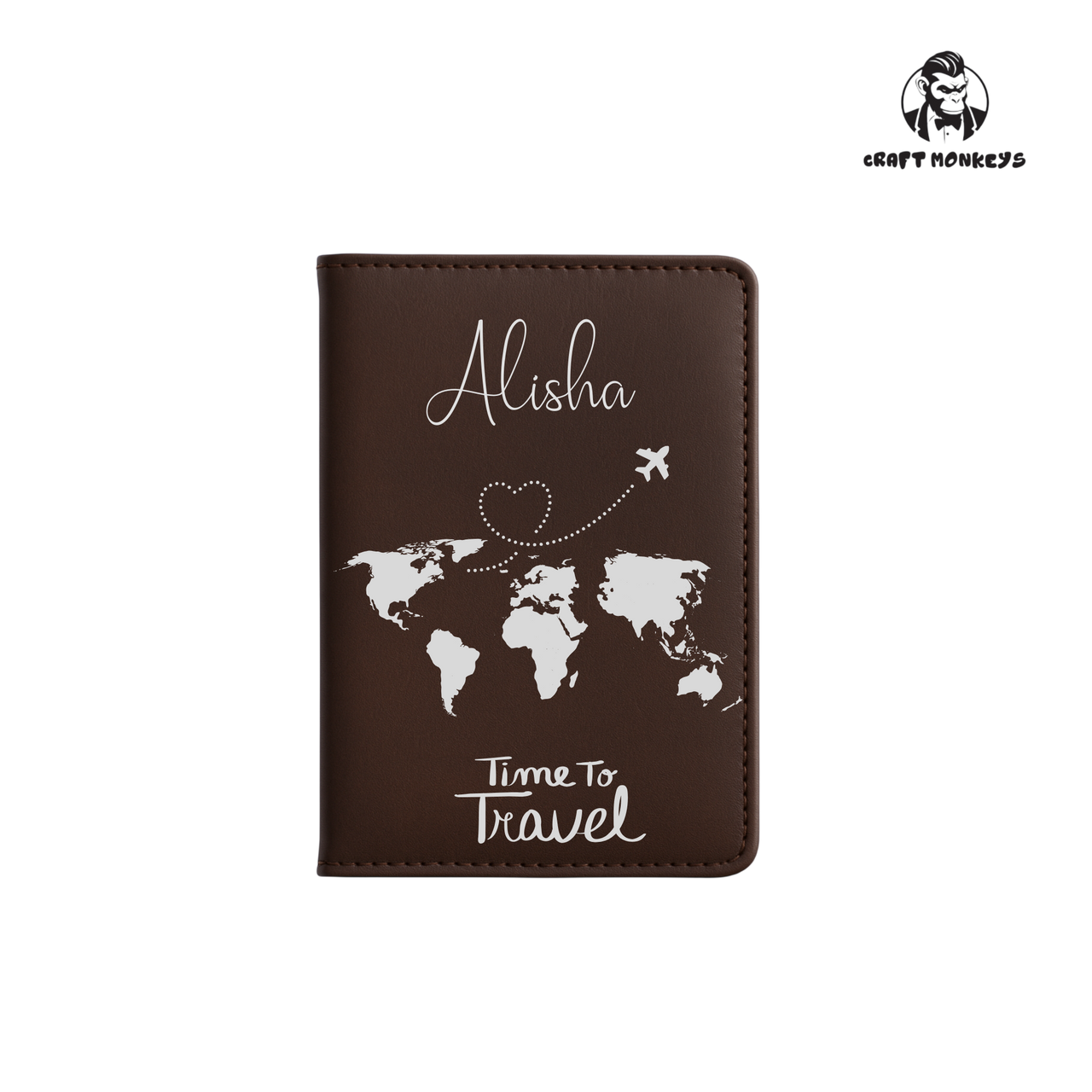 Personalisierte Reisepasshülle mit Silber Gravur - Time To Travel