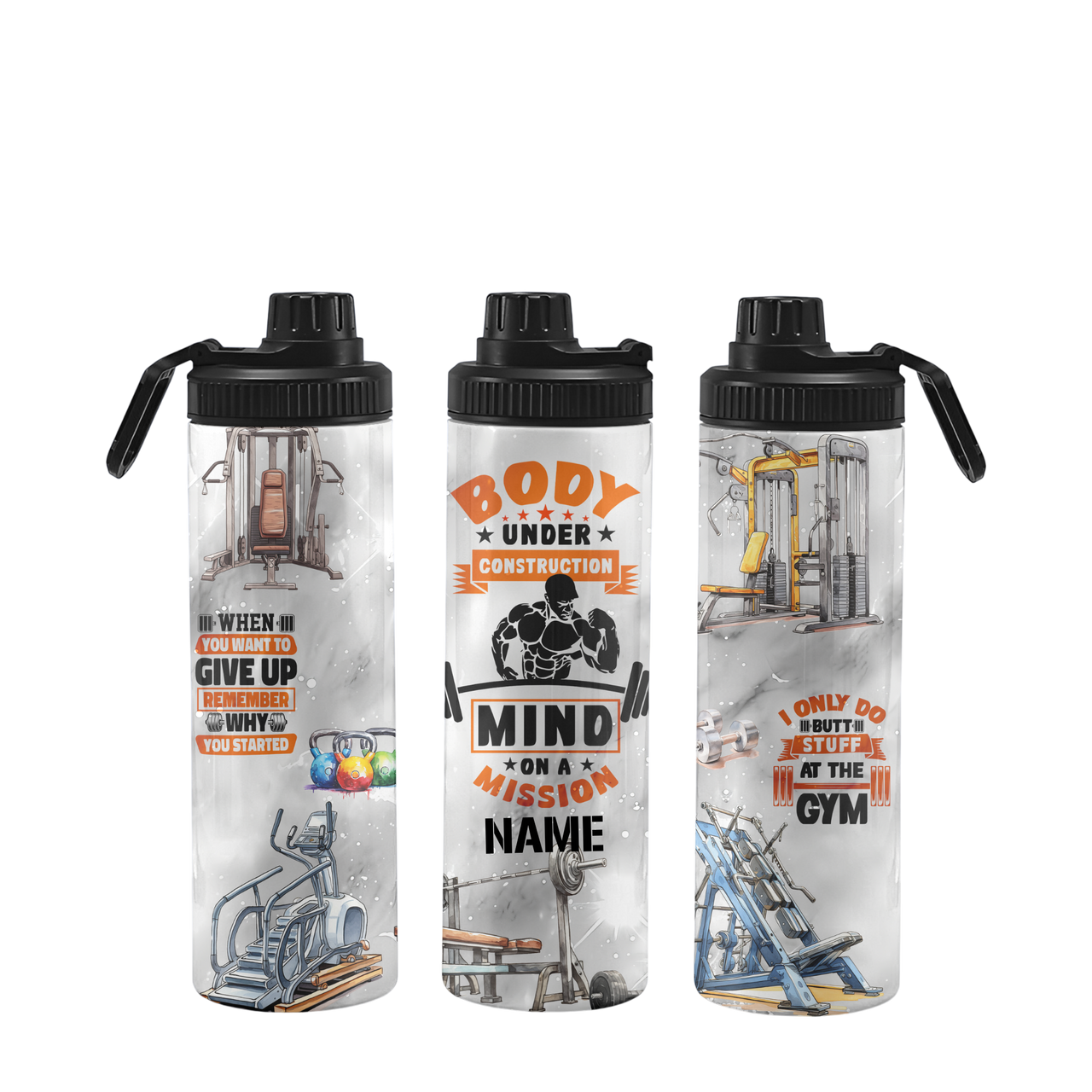 Fitnessflasche personalisiert 750 ml MIND ON MISSION