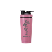 Thumbnail for Edelstahl Protein Shaker Bodybuilderin 3 Rosa – Personalisiert mit Gravur
