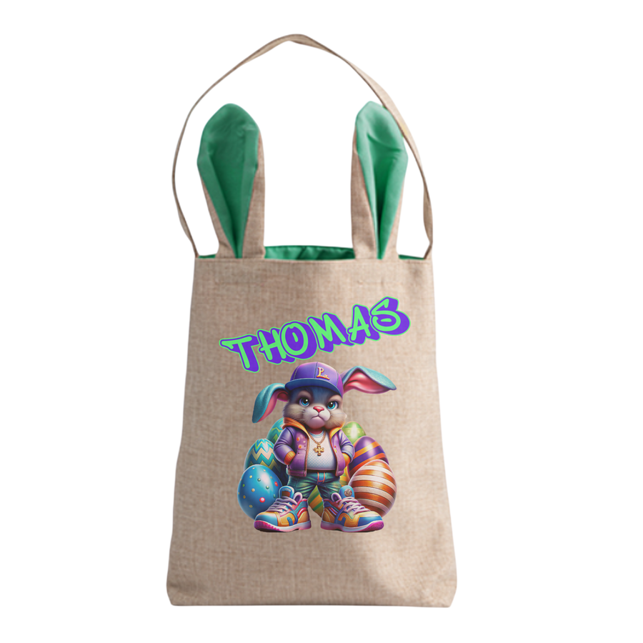 Personalisierte Jutetasche mit Hasenohren - Gangster