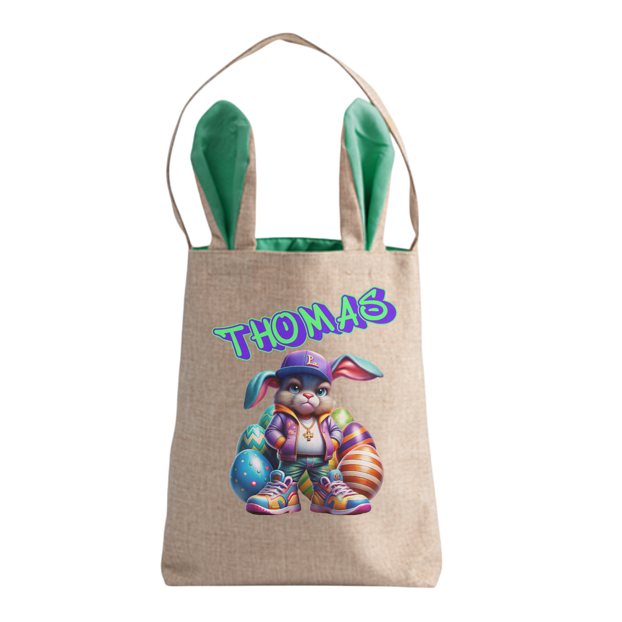 Personalisierte Jutetasche mit Hasenohren - Gangster