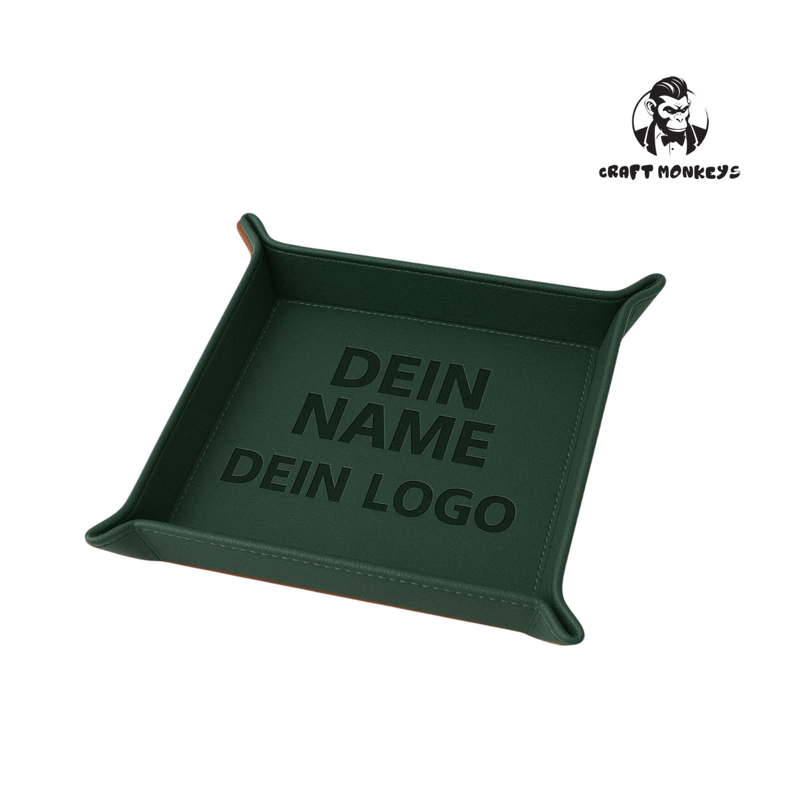 Leder Ablageschale Waldgrün mit Personalisierung