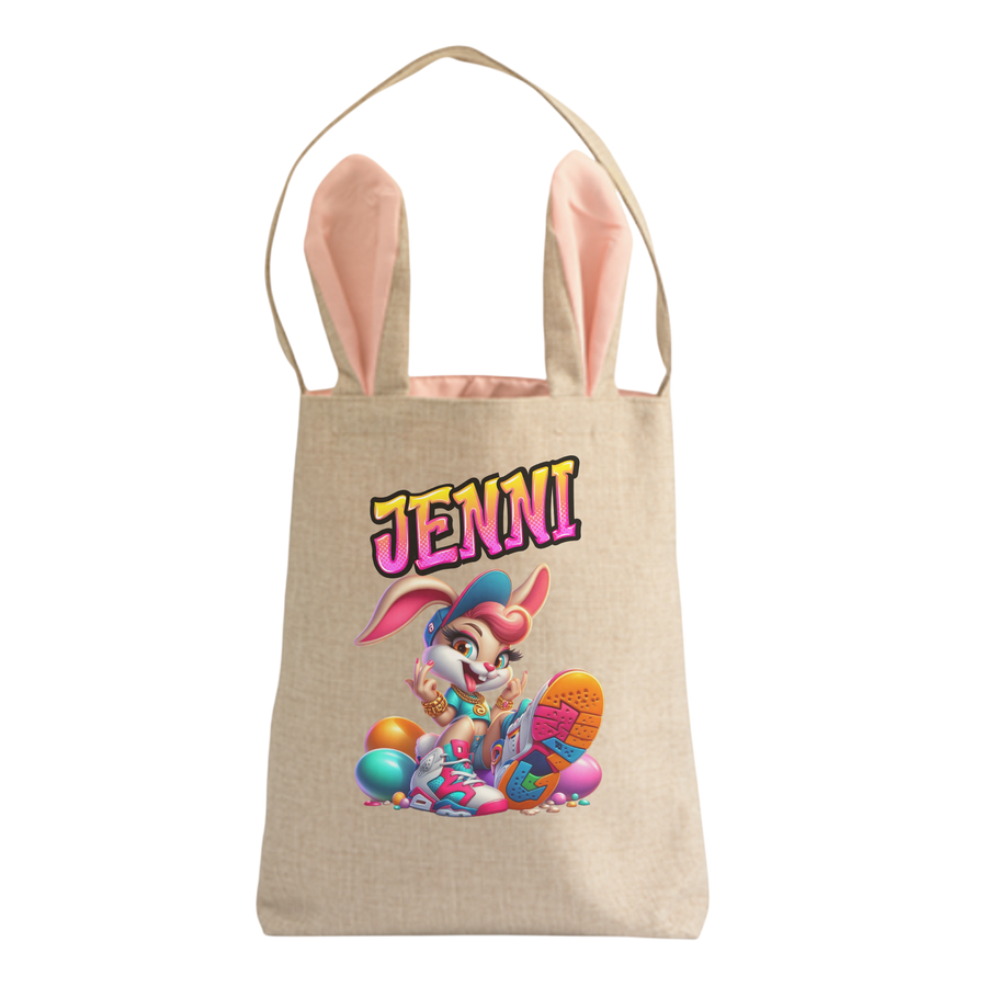 Personalisierte Jutetasche mit Hasenohren - Urban Bunny