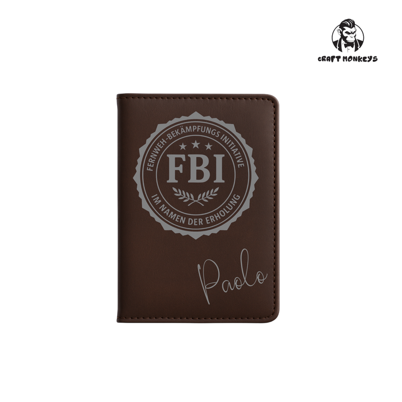Personalisierte Reisepasshülle mit Silber Gravur - FBI