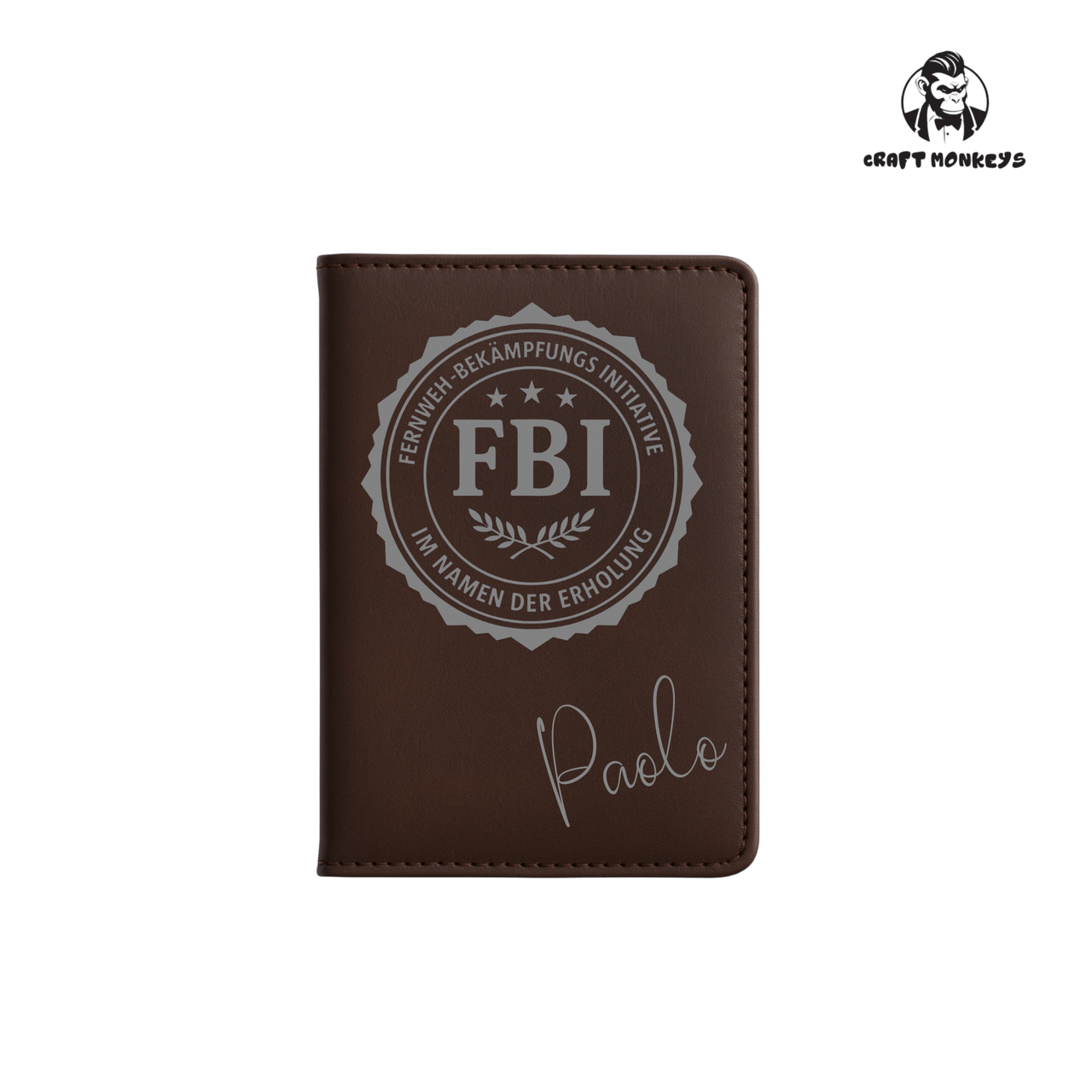 Personalisierte Reisepasshülle mit Silber Gravur - FBI