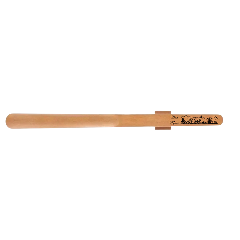 Personalisierter Schuhlöffel aus Buchenholz im Alpen-Design – 55  Gravur mit Name