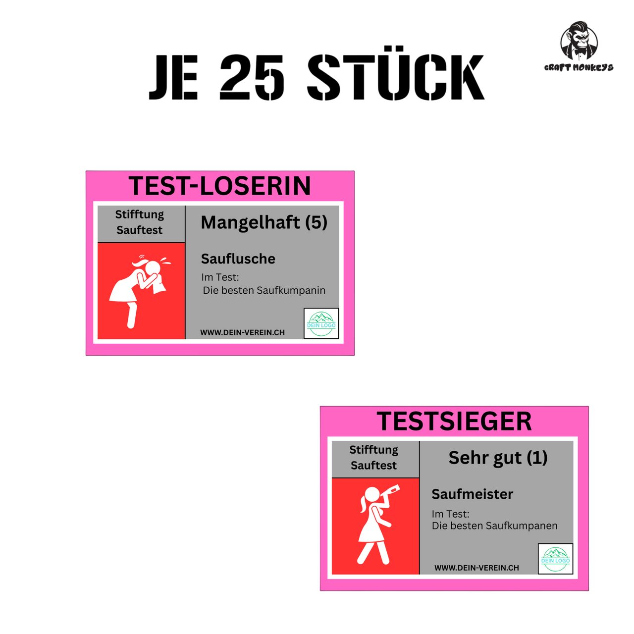 Lustige Party-Sticker „Stiftung Sauftest“ – personalisierbare Aufkleber für Männer & Frauen