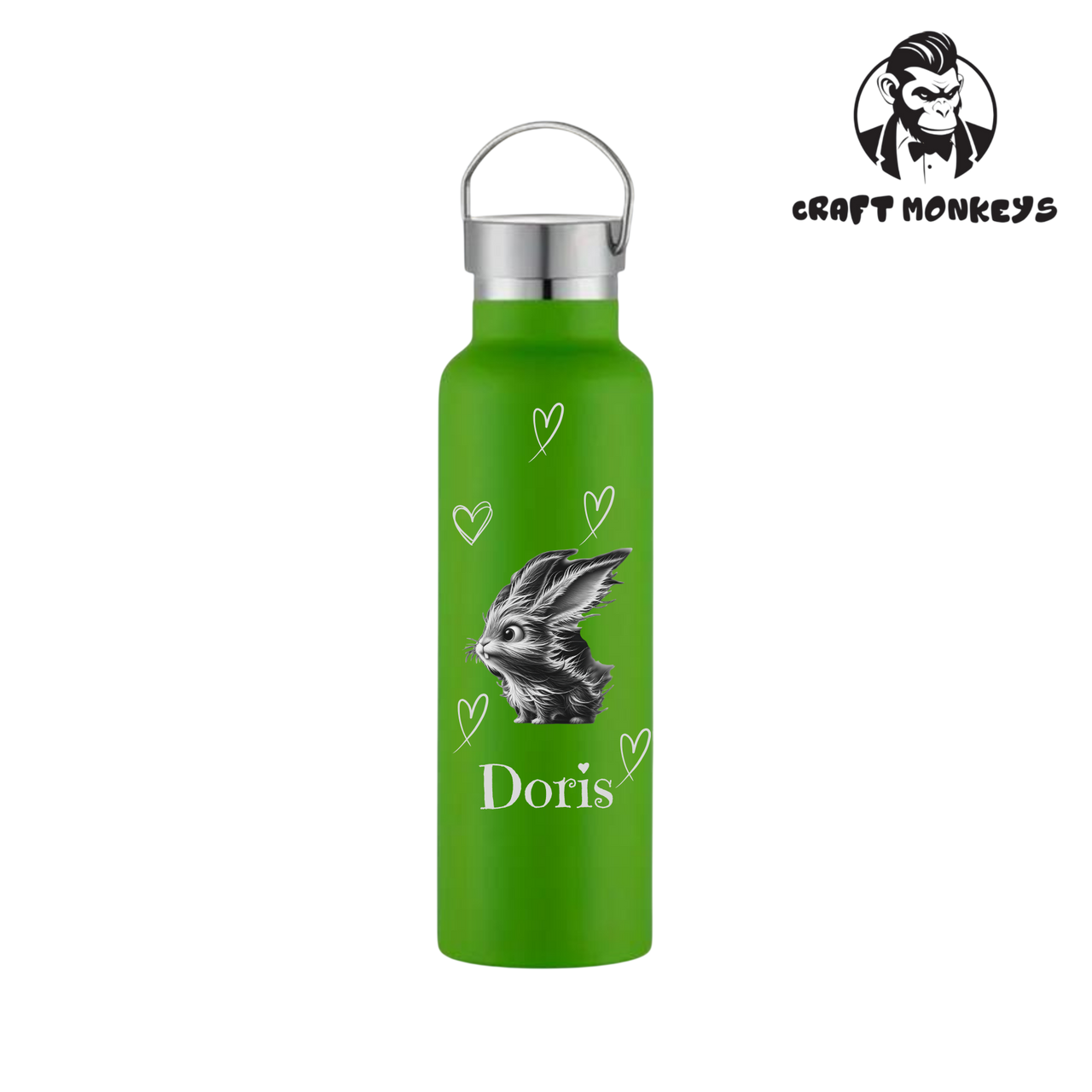 Thermoflasche Doppelwandig 600ml mit Hase und Name