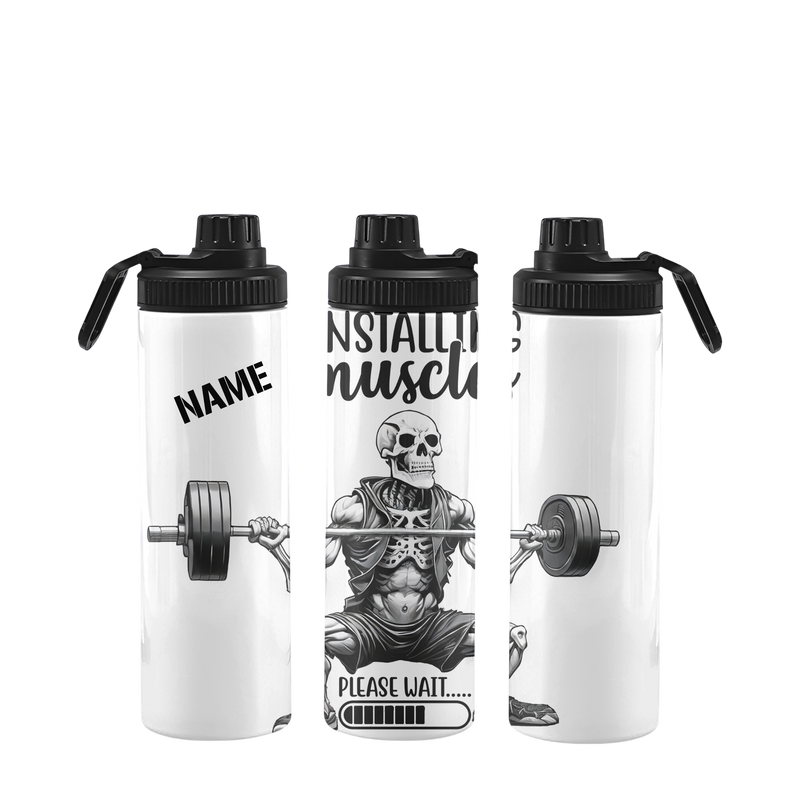 Fitnessflasche personalisiert 750 ml Skelett (Kleider)  INSTALING muscels