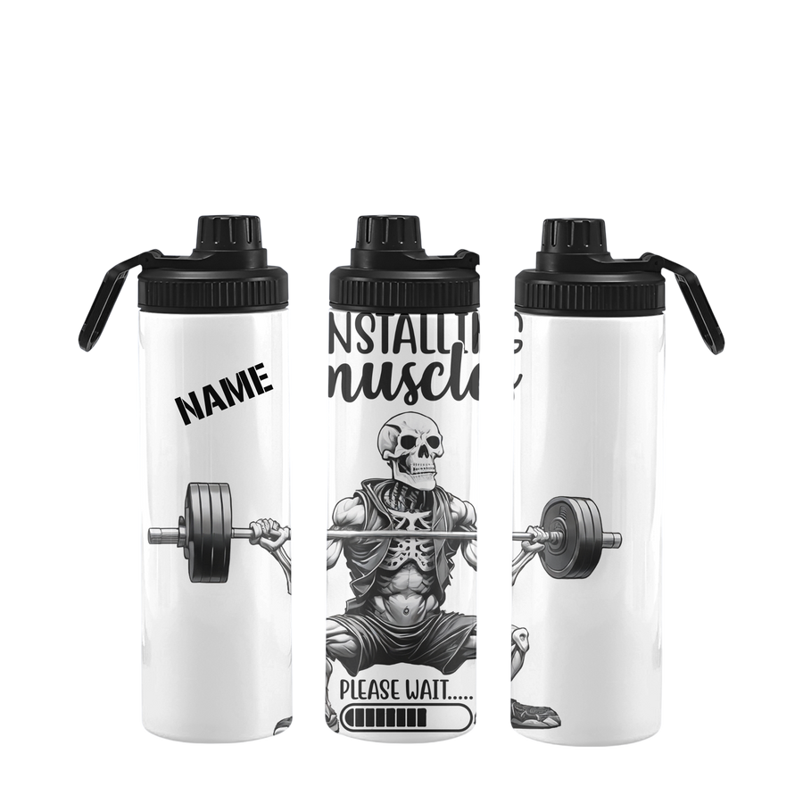 Fitnessflasche personalisiert 750 ml Skelett (Kleider) INSTALING muscels