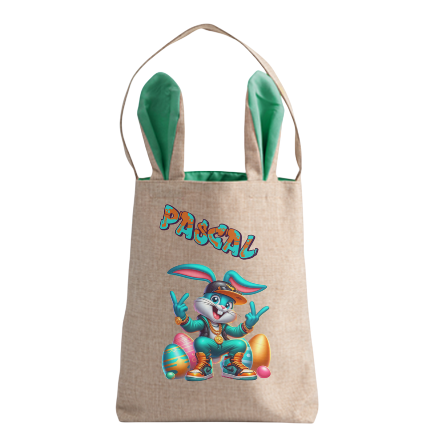 Personalisierte Jutetasche mit Hasenohren - Cool Rabbit