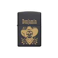 Thumbnail for Zippo Feuerzeug personalisiert mit goldener Gravur - Cowboy Totenkopf