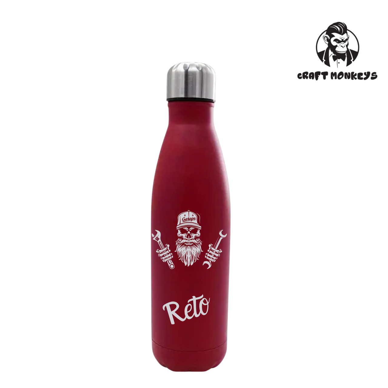 Thermoflasche Totenkopf Schrauber - Personalisierbar konisch