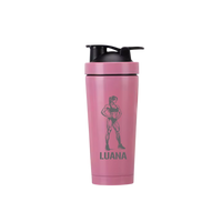 Thumbnail for Edelstahl Protein Shaker Bodybuilderin 2 Rosa – Personalisiert mit Gravur