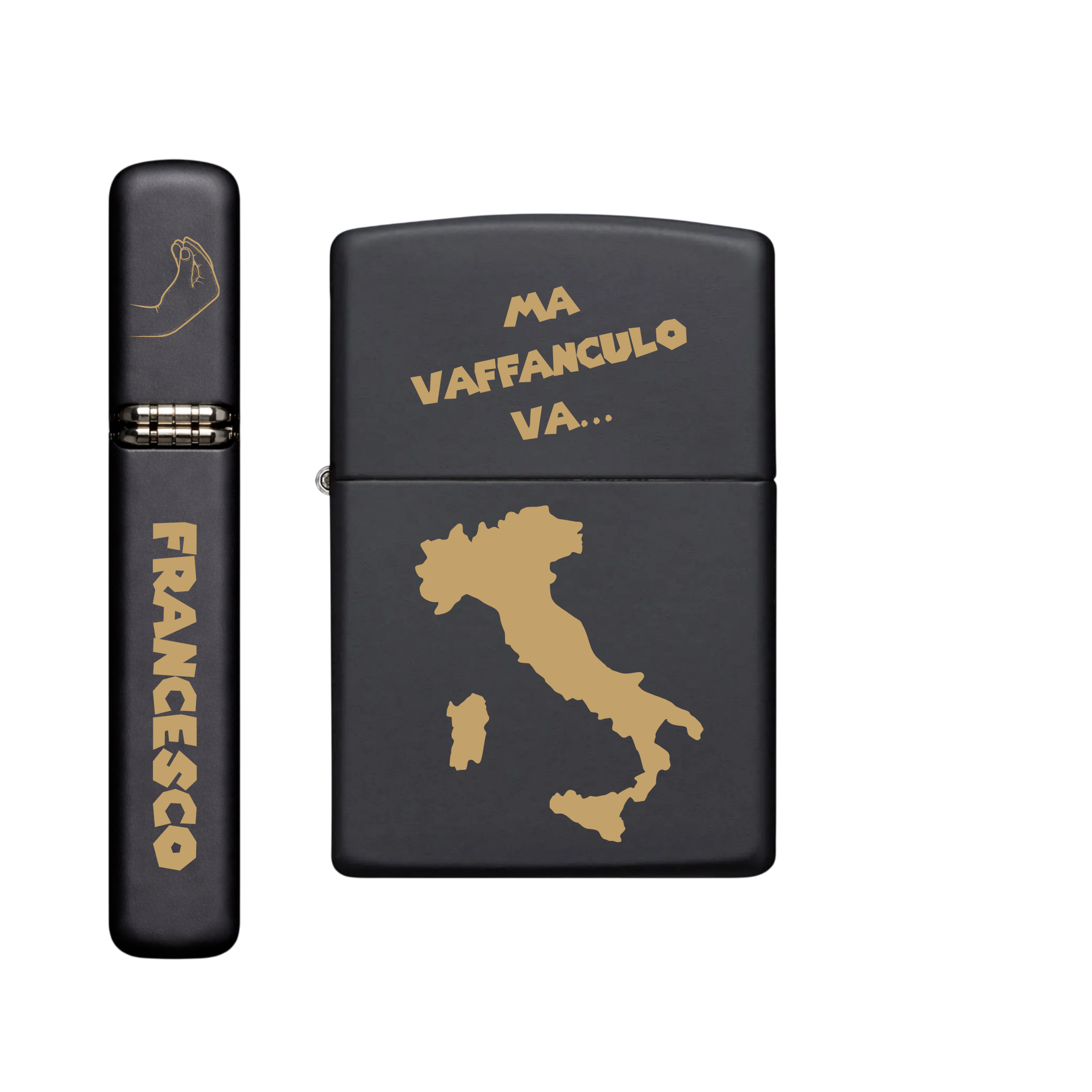 Zippo Feuerzeug personalisiert mit goldener Gravur - ma vaffanculo