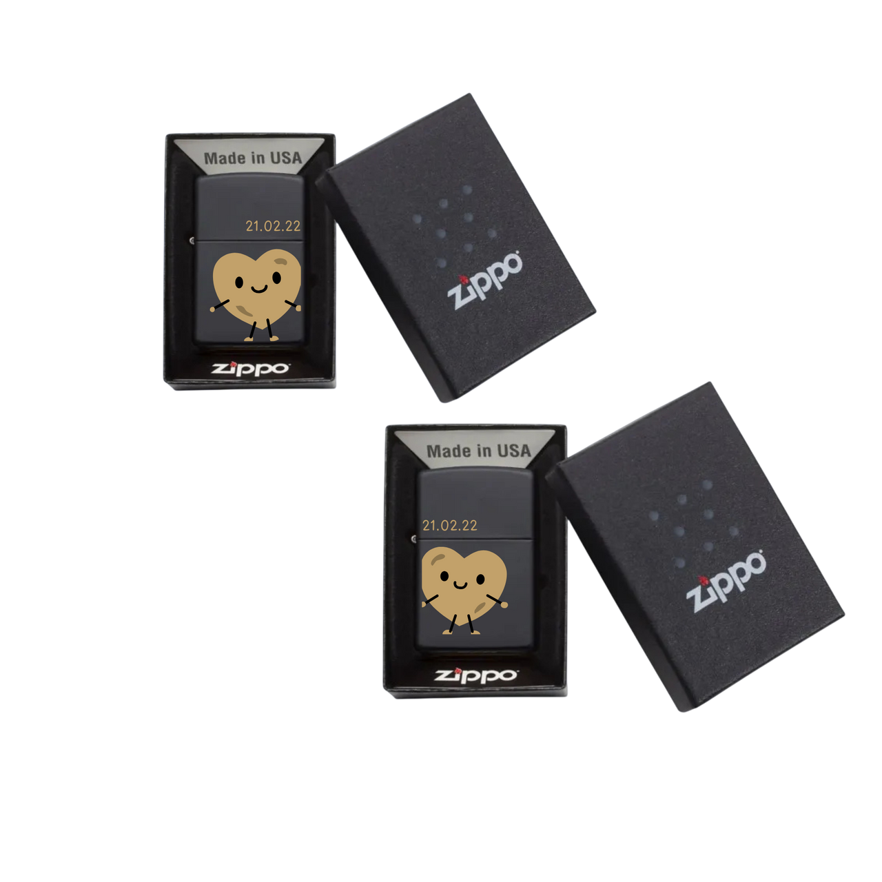 Zippo Feuerzeuge personalisiert mit goldener Gravur - Liebe
