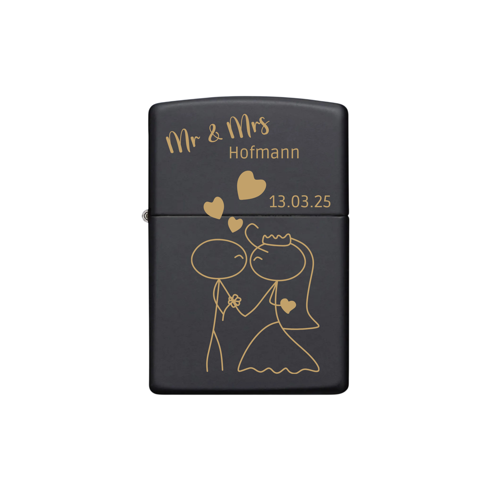Zippo Feuerzeug personalisiert mit goldener Gravur - Mr.&Mrs.