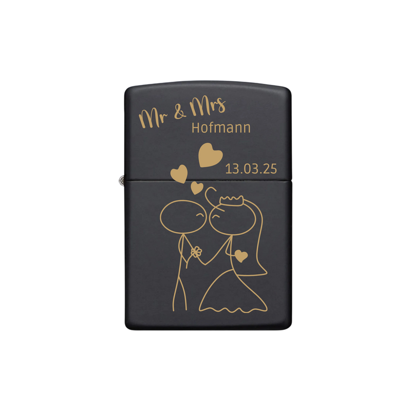 Zippo Feuerzeug personalisiert mit goldener Gravur - Mr.&Mrs.