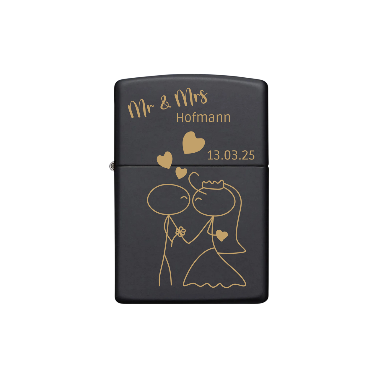 Zippo Feuerzeug personalisiert mit goldener Gravur - Mr.&Mrs.