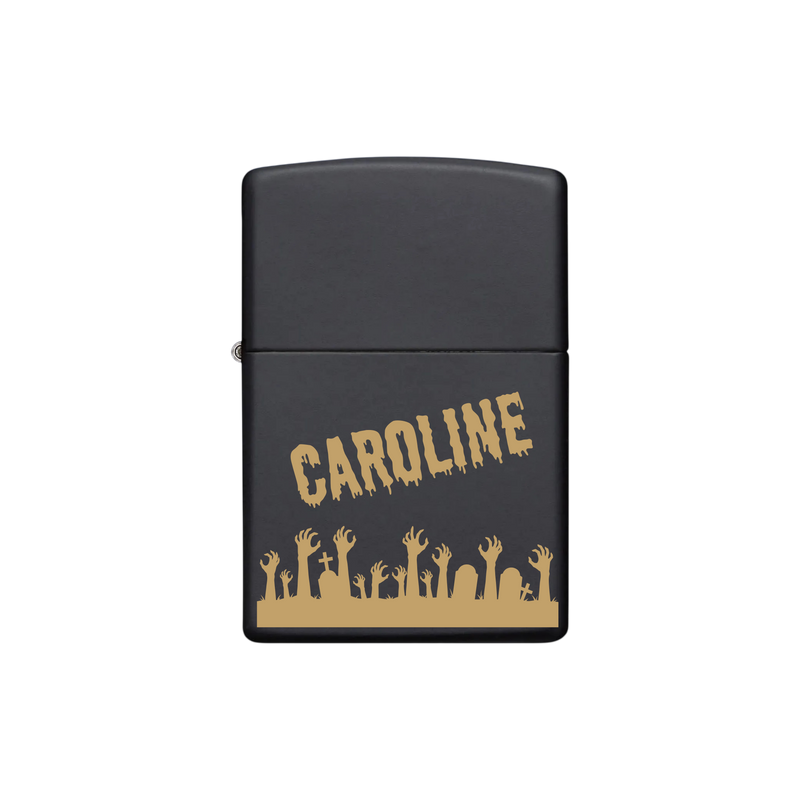 Zippo Feuerzeug personalisiert mit goldener Gravur - Zombie Name