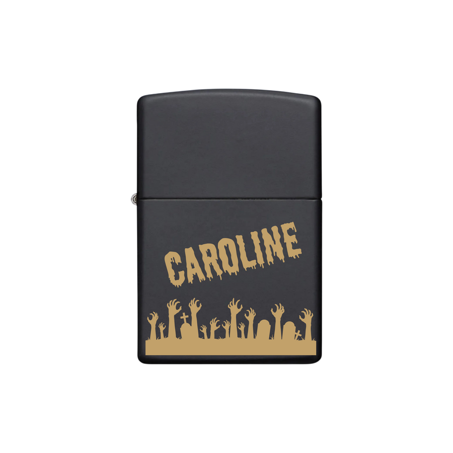 Zippo Feuerzeug personalisiert mit goldener Gravur - Zombie Name