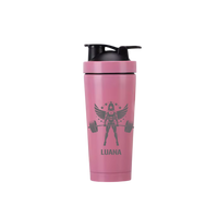 Thumbnail for Edelstahl Protein Shaker Engel Rosa – Personalisiert mit Gravur