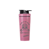 Thumbnail for Edelstahl Protein Shaker Gym ist my new Boyfriend Rosa – Personalisiert mit Gravur