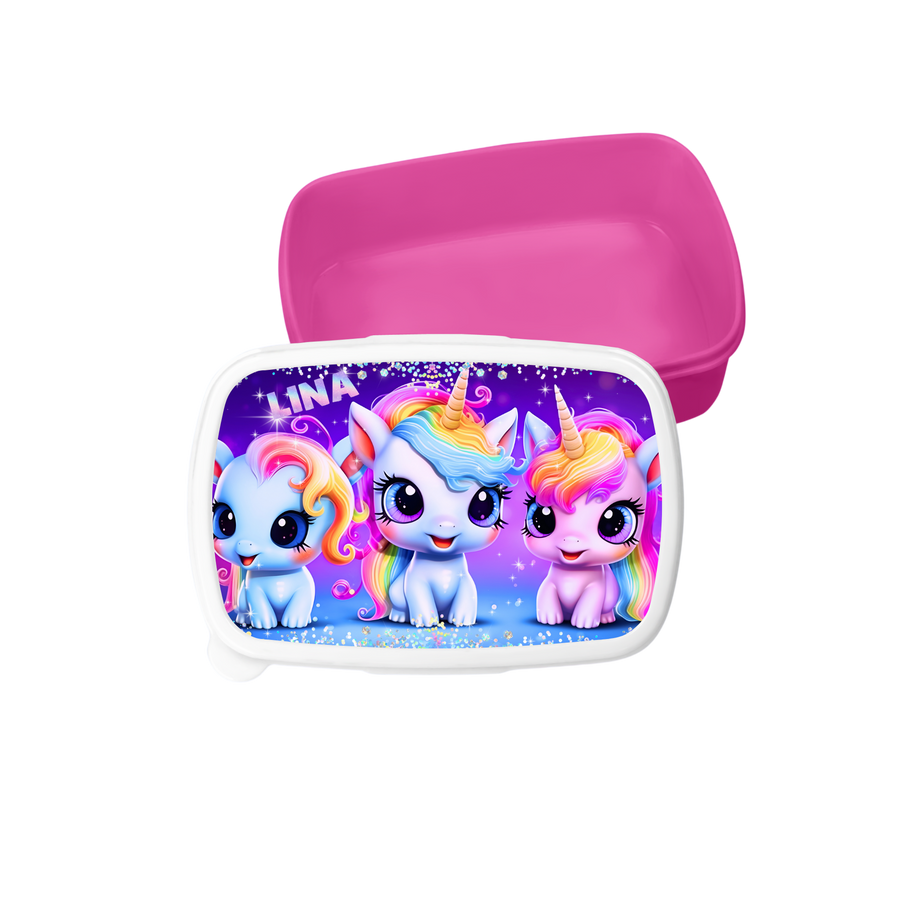 Znünibox mit Trennwand Personalisiert - Einhorn