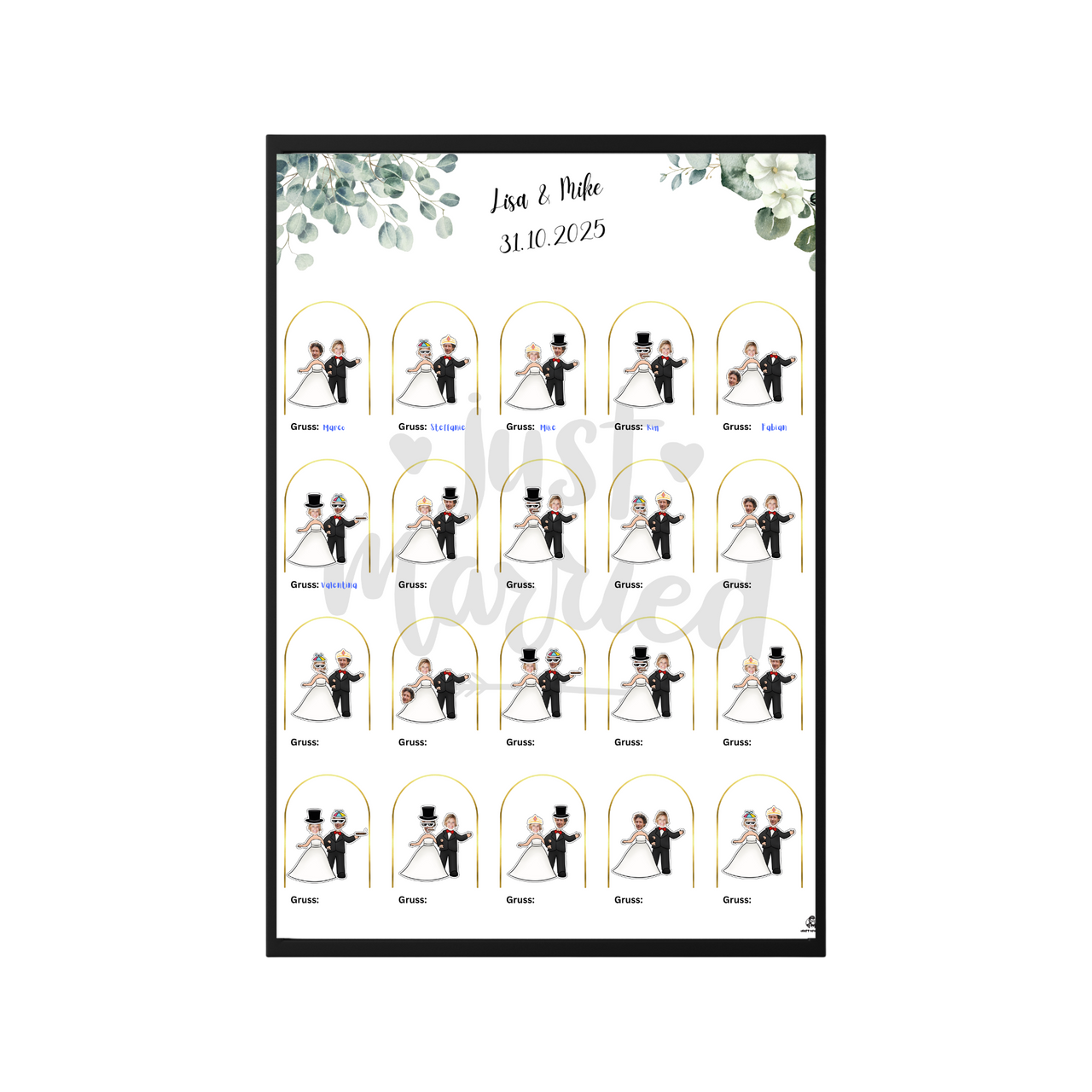 Hochzeit Sticker-Poster – Gäste gestalten das Brautpaar