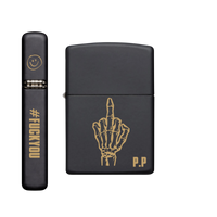 Thumbnail for Zippo Feuerzeug personalisiert mit goldener Gravur - Mittelfinger und Initialen