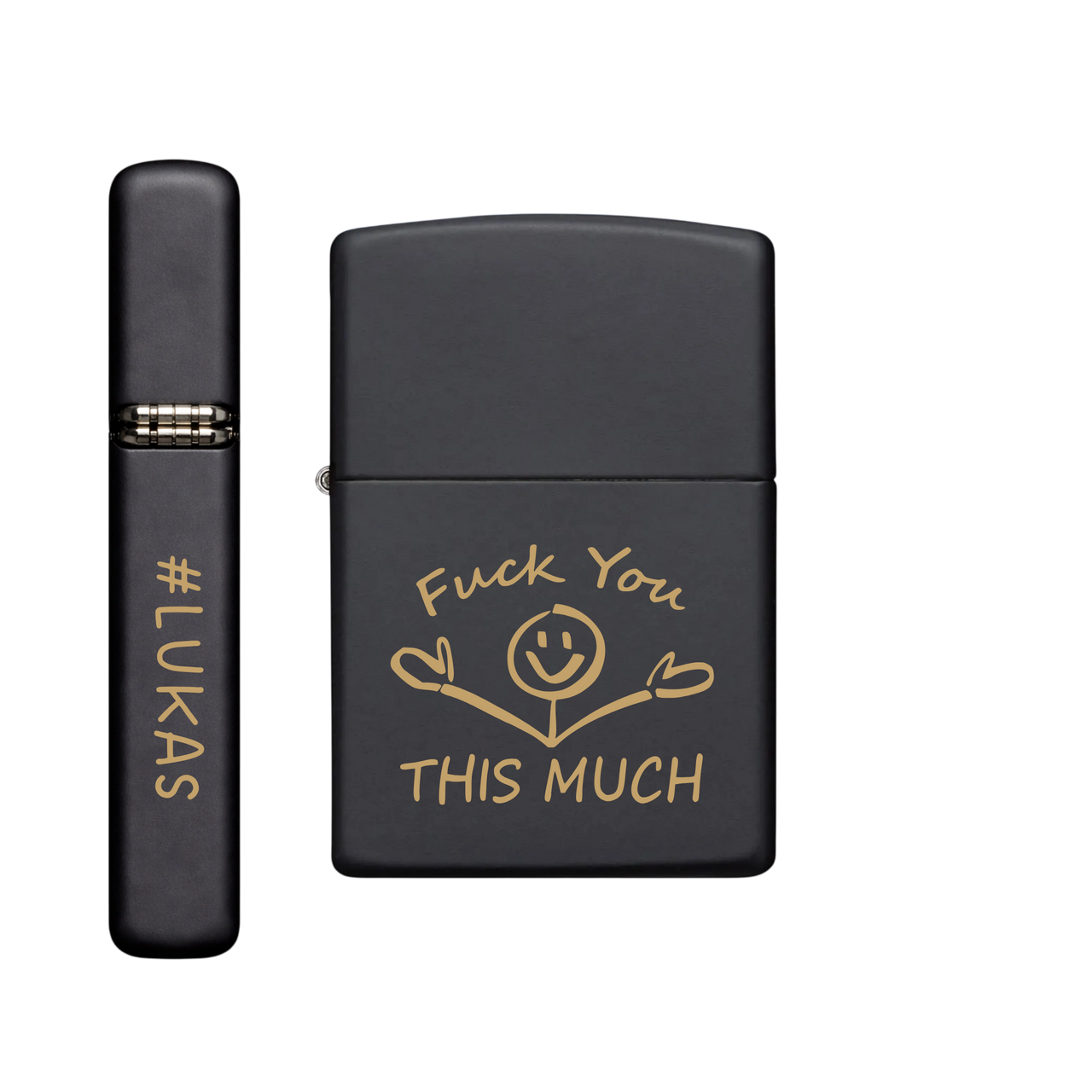 Zippo Feuerzeug personalisiert mit goldener Gravur - Fuck You This Much