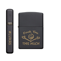 Thumbnail for Zippo Feuerzeug personalisiert mit goldener Gravur - Fuck You This Much
