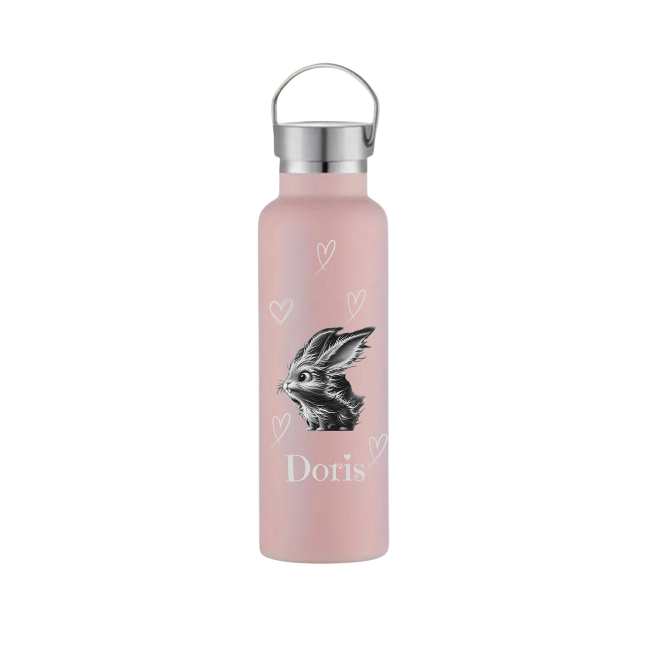 Thermoflasche Doppelwandig 600ml mit Hase und Name