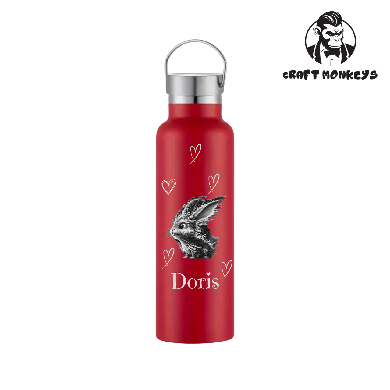 Thermoflasche Doppelwandig 600ml mit Hase und Name