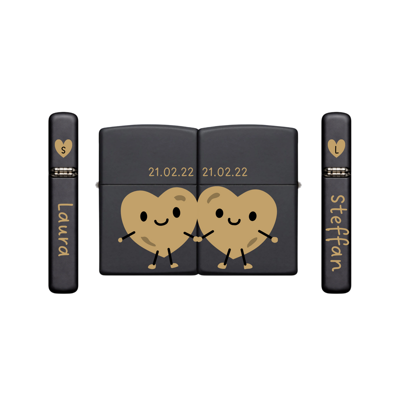 Zippo Feuerzeuge personalisiert mit goldener Gravur - Liebe