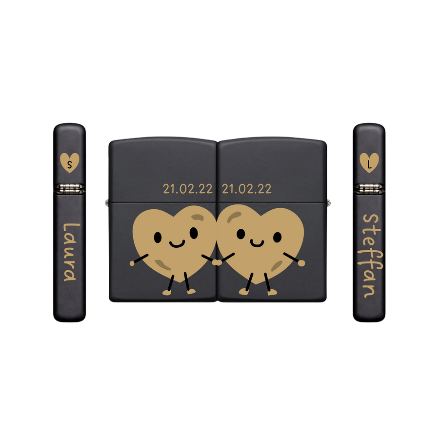 Zippo Feuerzeuge personalisiert mit goldener Gravur - Liebe