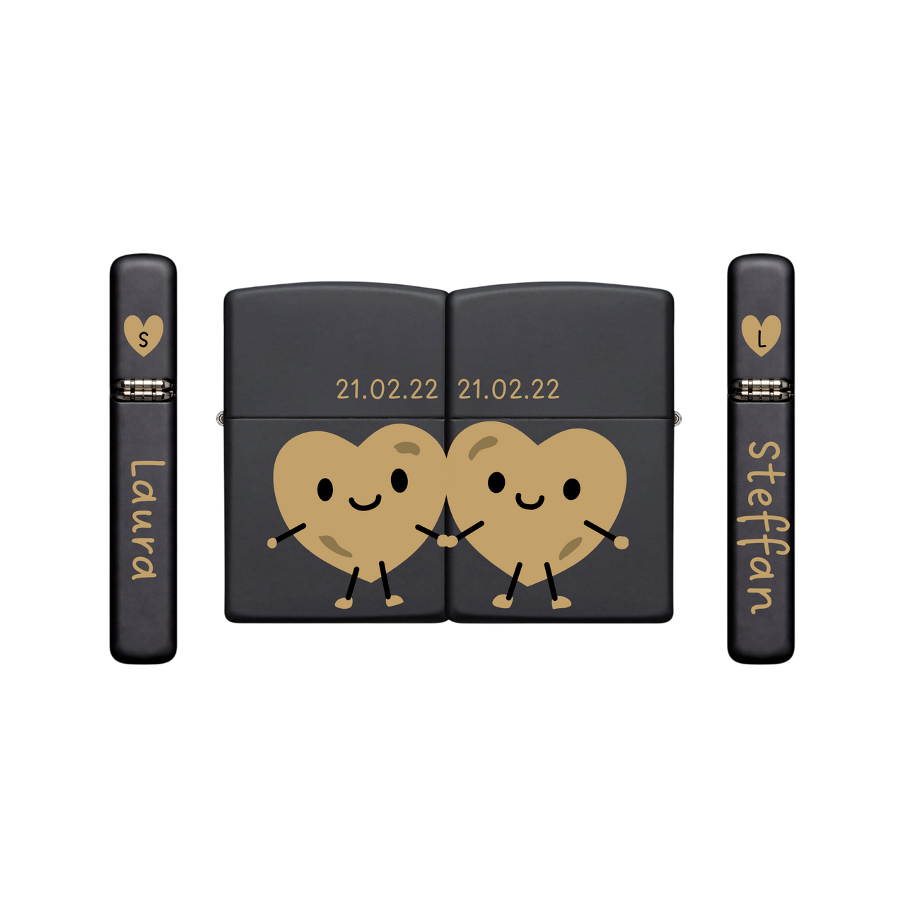 Zippo Feuerzeuge personalisiert mit goldener Gravur - Liebe