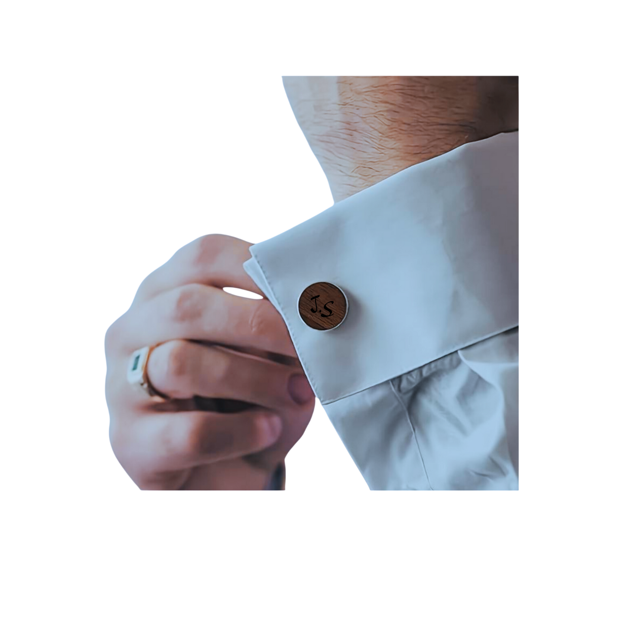 Manschetten Knöpfe aus Holz inkl. Krawattenhalter personalisierbar