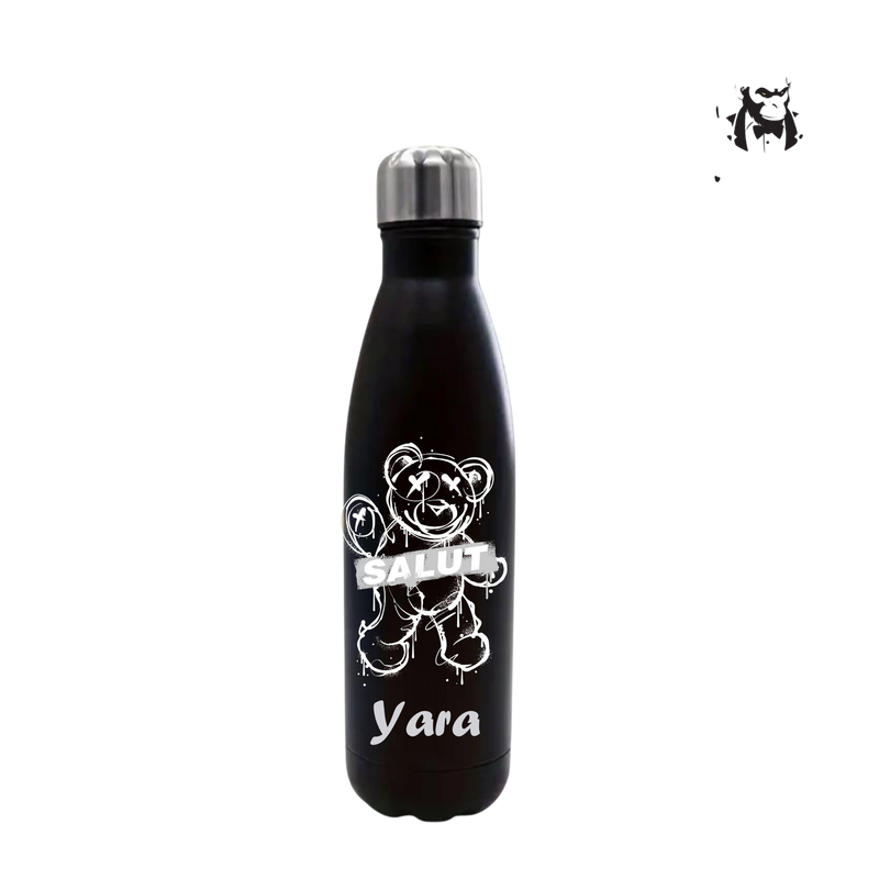Thermoflasche Bär Salut - Personalisiert konisch