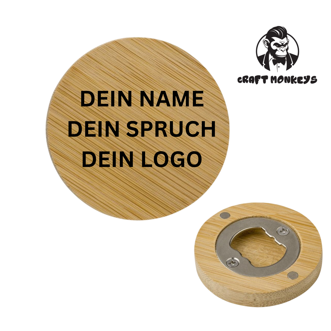 Flaschenöffner Personalisierbar aus Bambus mit Magnet