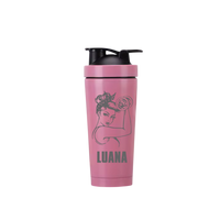 Thumbnail for Edelstahl Protein Shaker Frauen Power Rosa – Personalisiert mit Gravur