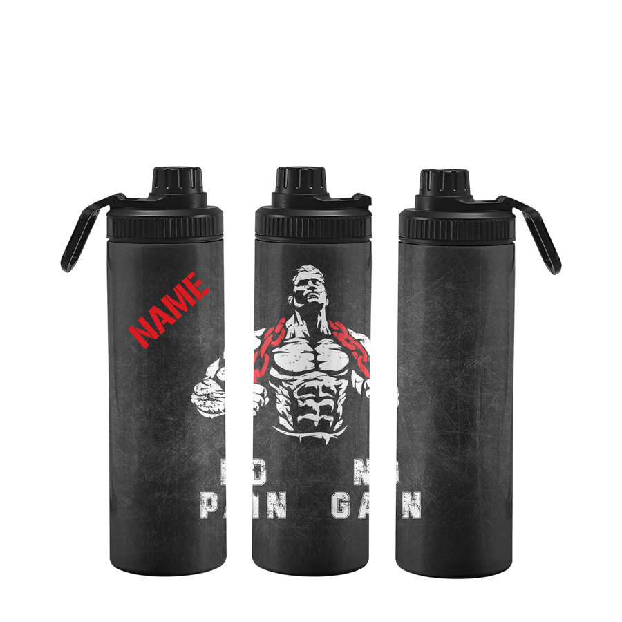 Fitnessflasche personalisiert 750 ml NO PAIN NO GAIN MANN