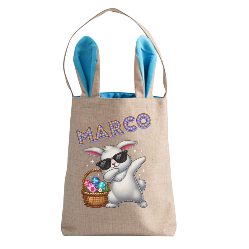Personalisierte Jutetasche mit Hasenohren - Dabbing Hase